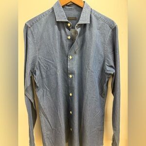NWOT Z Zegna Light Blue Denim Button Down Shirt